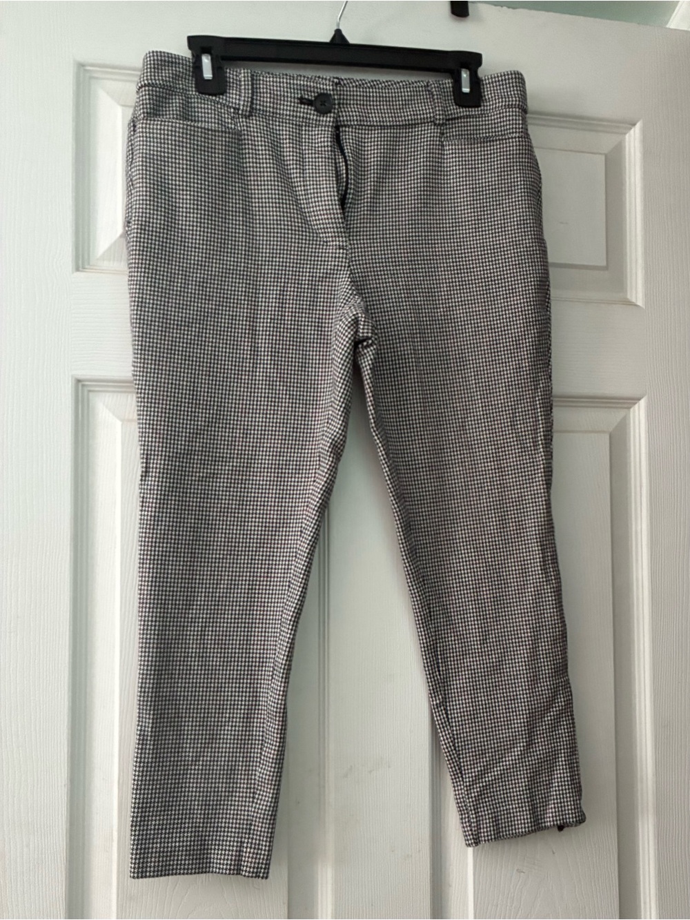 Loft Sutton Skinny Gingham Pants Black And White
